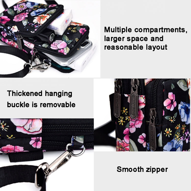 Printed Crossbody Mobile Phone Bag Mini Wallet With Arm Band, Style: Rural Flower - Single-shoulder Bags by buy2fix | Online Shopping UK | buy2fix