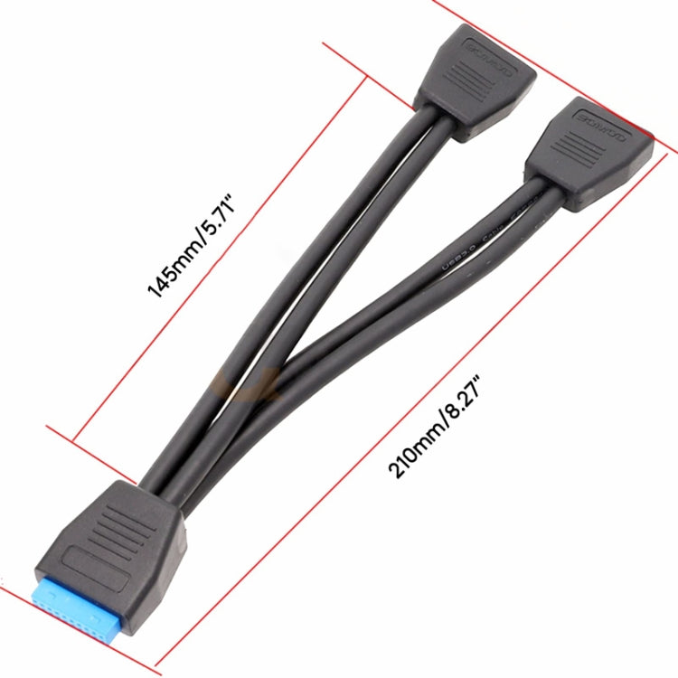 21cm Computer Motherboard 19 Pin USB3.0 One To Two Extension Cable - USB 3.0 by buy2fix | Online Shopping UK | buy2fix