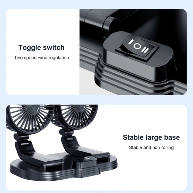 5V USB Port Car Dual-head Fan Circulation Fan(Black) - Heating & Fans by buy2fix | Online Shopping UK | buy2fix