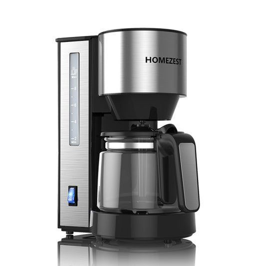 HOMEZEST 750W Drip Coffee Maker and Tea Brewer Stainless Steel Panel with 1.25L Glass Carafe, 12-Cup Large Capacity(Black EU Plug) - Coffee Tools by HOMEZEST | Online Shopping UK | buy2fix