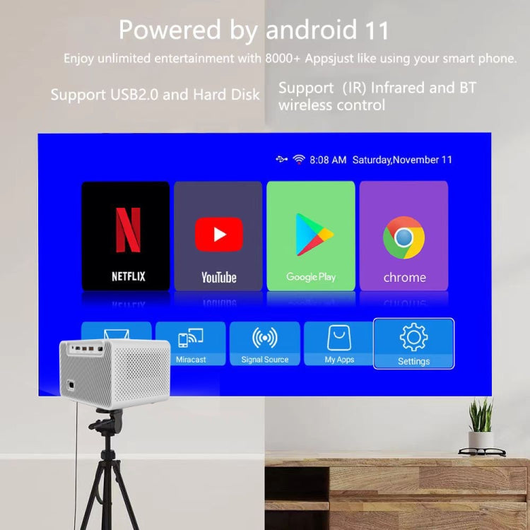 M10 Plus 1280x720P Projector 2.4G / 5G WIFI Bluetooth 5.2 Android 11 System Home Cinema EU Plug - Mini Projector by buy2fix | Online Shopping UK | buy2fix