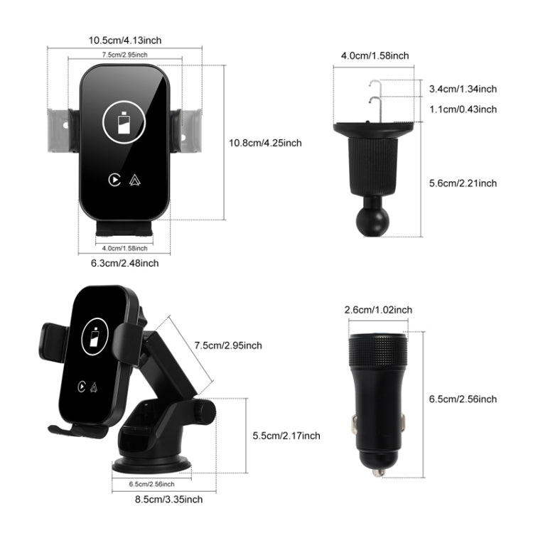 Fast Charging Retractable Recharging Cell Phone Holder With Wireless CarPlay Android Auto Function(Standard) - Wireless Charger Holders by buy2fix | Online Shopping UK | buy2fix