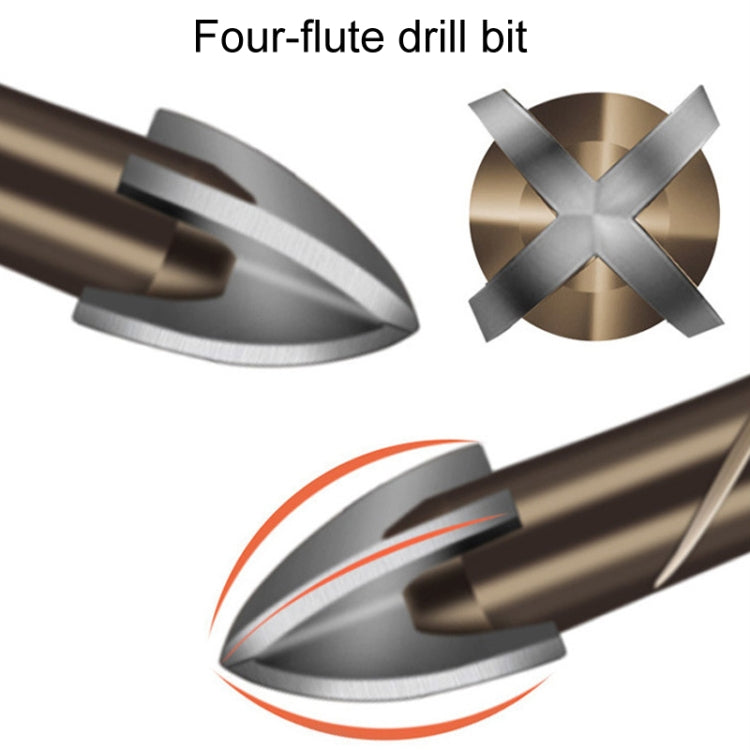 4mm Hexagonal Shank Spiral Flute Cross Alloy Drill Bits Glass Tile Four Edge Drivers - Drill & Drill Bits by buy2fix | Online Shopping UK | buy2fix