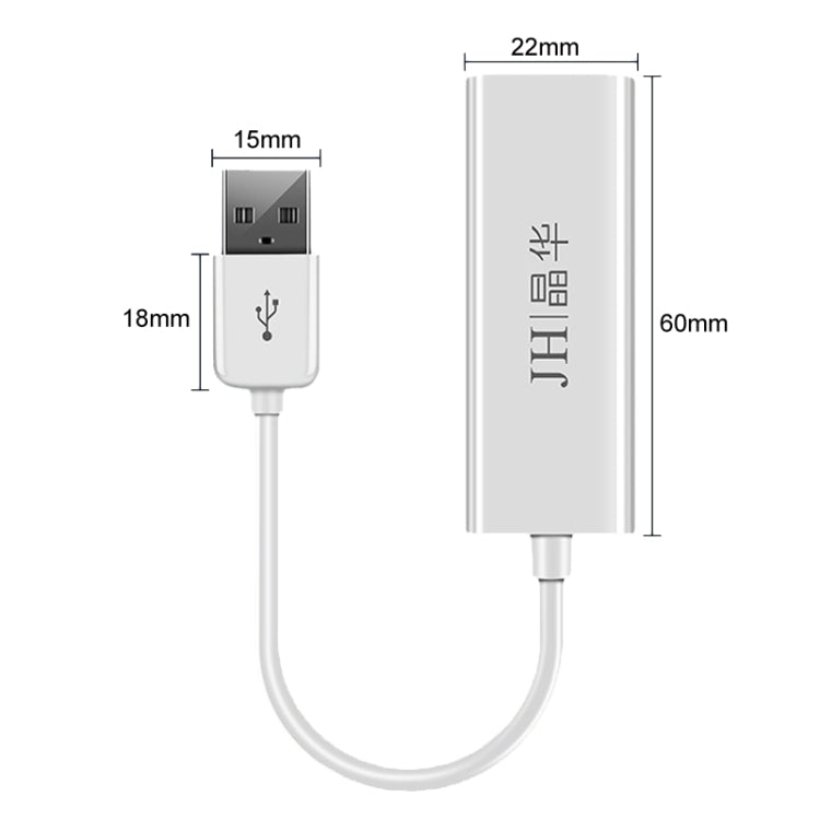 JINGHUA Z310 USB2.0 To RJ45 100Mbps Network Card Network Interface Box Laptop Network Card Free Driver(White) - USB Network Adapter by JINGHUA | Online Shopping UK | buy2fix