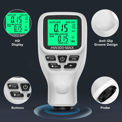 HW300-MAX Coating Thickness Gauge Anti-skid Paint Film Tester(White) - Coating Thickness Gauge by buy2fix | Online Shopping UK | buy2fix