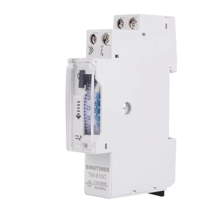 SINOTIMER  TM610C 110-250V 16A Quartz Mechanical Timer 24 Hours Programmable Din Rail Relay - Switch by SINOTIMER | Online Shopping UK | buy2fix