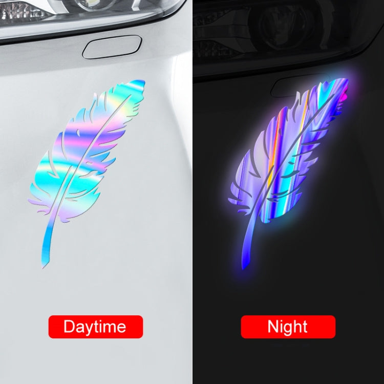 7pcs / Set Car Feather Scratch Decal 3D Reflective Bumper Stickers(Silver White) - Decorative Sticker by buy2fix | Online Shopping UK | buy2fix