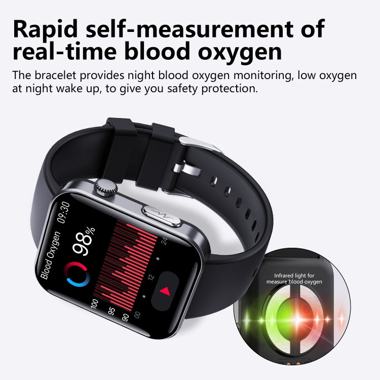 F300  2.1-Inch Screen Smart Watch Supports Bluetooth Calls/ECG/Blood Composition Analysis/50+ Sports Modes, Color: Black 3-Beads Steel - Smart Watches by buy2fix | Online Shopping UK | buy2fix