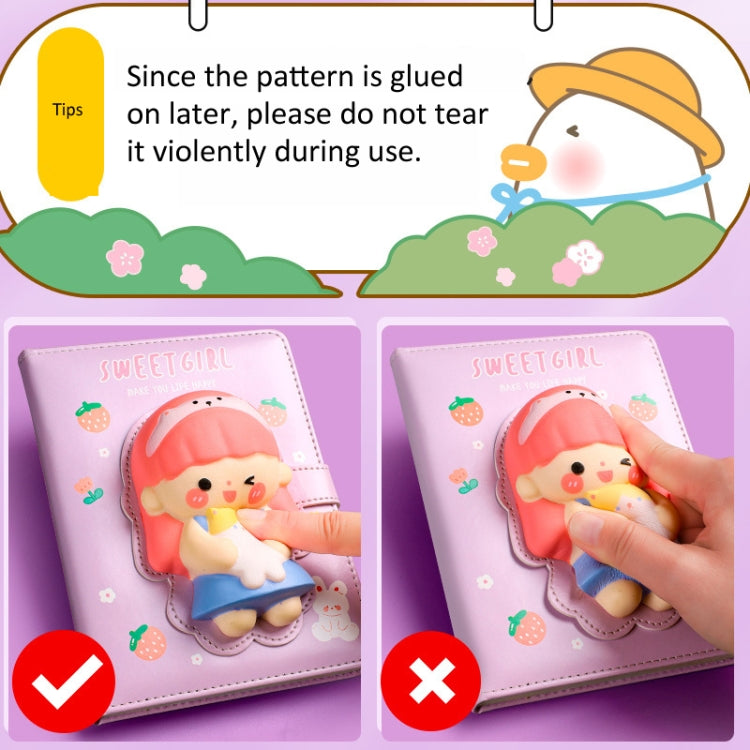 Kabaxiong A5 Size 3D Squishy Destress Cute Notebook Diary 100 Inner Pages(Sweet Girl) - Notebooks by Kabaxiong | Online Shopping UK | buy2fix