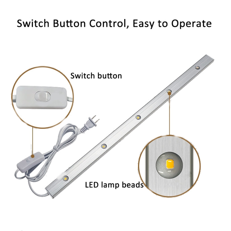 30cm 220V CN Plug Wardrobe Cabinet Lamp LED Light Bar With Button Switch(Warm White) - LED Blubs & Tubes by buy2fix | Online Shopping UK | buy2fix