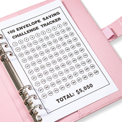 A5 100 Day Savings Challenge Envelope Budget Planner Binder Notebook Handbook, Color: Words Pink - Notebooks by buy2fix | Online Shopping UK | buy2fix