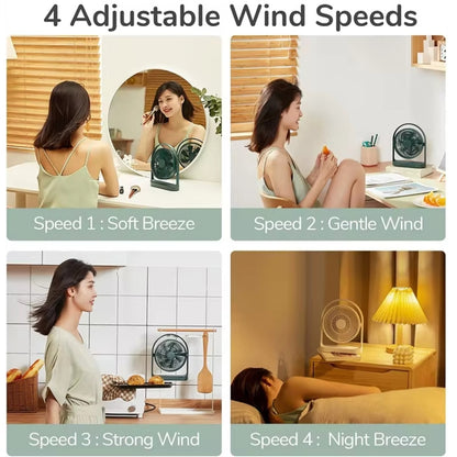 JisuLife FA19 4000mAh Wireless Rechargeable Desktop Mini Fan Silent Portable Fan(Green) - Electric Fans by buy2fix | Online Shopping UK | buy2fix