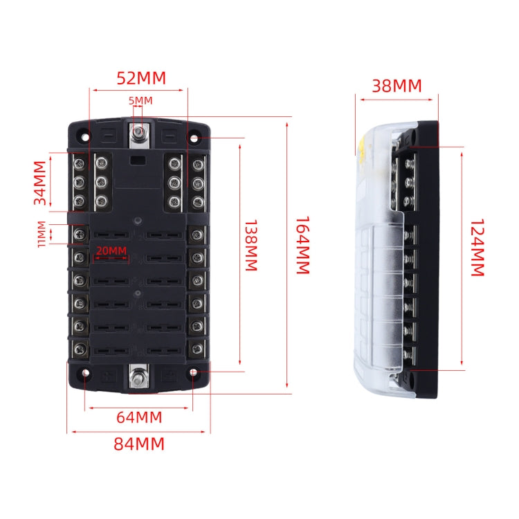 RV Yacht 12-way LED Insulated Flame-retardant Fuse Holder Box with Wire(Configuration 1) - Fuse by buy2fix | Online Shopping UK | buy2fix