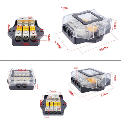 80A Car Audio Amplifier Modified Solid Brass Fuse Holder With Transparent Cover, Specifications: 2-way - Fuse by buy2fix | Online Shopping UK | buy2fix