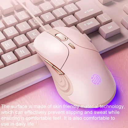 Inphic B8 Mute Light Emitting Wired Mice Home Office Gaming Computer Mouse(Milk Tea Color) - Wired Mice by Inphic | Online Shopping UK | buy2fix