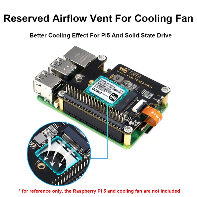 Waveshare For Raspberry Pi 5 PCIe To M.2 Adapter, NVMe Protocol M.2 SSD Basic Kit - Raspberry Pi Accessories by Waveshare | Online Shopping UK | buy2fix