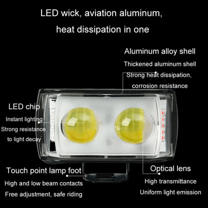 Motorcycle LED Spotlight External Mini Lens High Brightness Flash Headlight Driving Fog Lamps(2 Lens) - Headlights by buy2fix | Online Shopping UK | buy2fix