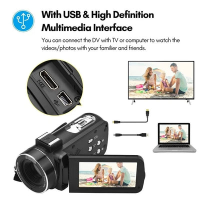 4K  Digital Video Camera 3 Inch IPS Touch Screen 56MP 18X Digital Zoom WiFi Camcorder, Spec: Standard - Video Cameras by buy2fix | Online Shopping UK | buy2fix