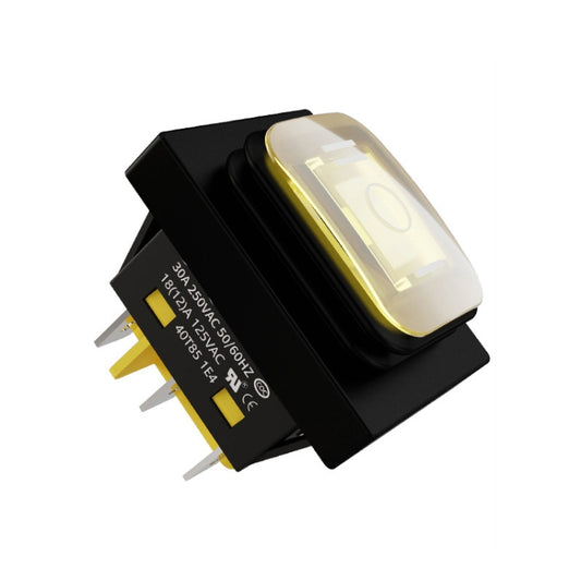 FILN 220V 30A Split Dustproof Boat-type Switch With Light, Specifications: Waterproof 6 Pin 3 Gear Yellow Light - Car Switches by FILN | Online Shopping UK | buy2fix