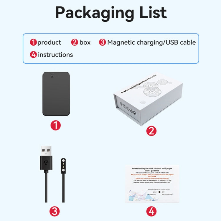 16GB AI Voice Recorder App Control Supports 58 Languages Simultaneous Interpretation / Transcribe & Summarize(Black) - Other Style by buy2fix | Online Shopping UK | buy2fix