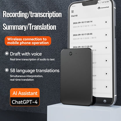 128GB AI Voice Recorder App Control Supports 58 Languages Simultaneous Interpretation / Transcribe & Summarize(Deep Gray) - Other Style by buy2fix | Online Shopping UK | buy2fix