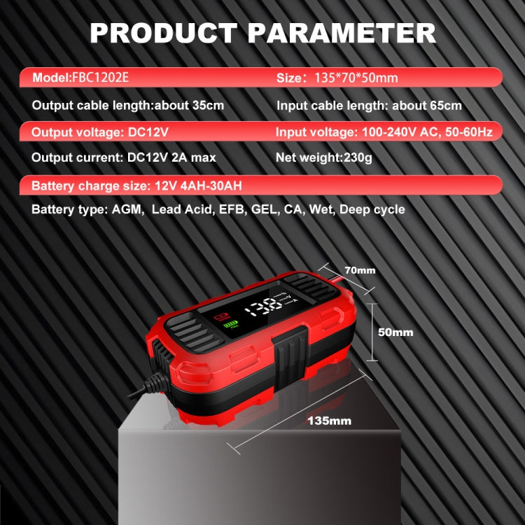 FOXSUR 2A 12V Motorcycle ATV Fully Automatic Trickle Battery Charger(EU Plug) - Battery Charger by FOXSUR | Online Shopping UK | buy2fix