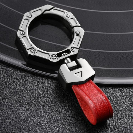 Hallmo Business Zinc Alloy Top-Layer Cowhide Key Chain Car Key Anti-Lost Pendant(Red) - Key Rings by Hallmo | Online Shopping UK | buy2fix