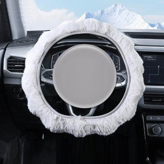 38cm Plush Soft Warm Car Steering Wheel Cover Without Inner Ring(Light Gray) - Steering Wheel Accessories by buy2fix | Online Shopping UK | buy2fix