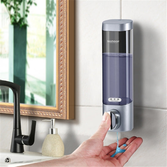 Bosharon Shampoo Shower Gel Box Household Hand Sanitizer Box Bathroom Wall-mounted Punch-free Double-head Soap Dispenser, Style:Single Grid(Silver Gray) - Soap Dispenser by buy2fix | Online Shopping UK | buy2fix