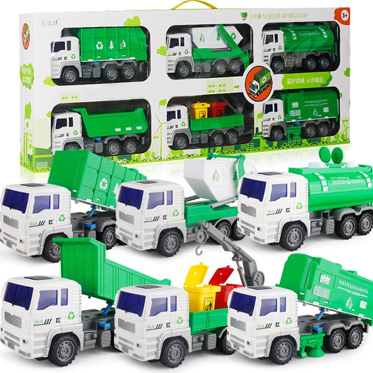6 in 1 Large Children Toy Car Set Inertial Driving Force Trucks Toy(Sanitation Trucks) - Model Toys by buy2fix | Online Shopping UK | buy2fix