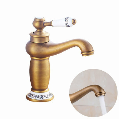 Copper Antique Hot Cold Double Blue White Porcelain Faucet - Faucets & Accessories by buy2fix | Online Shopping UK | buy2fix