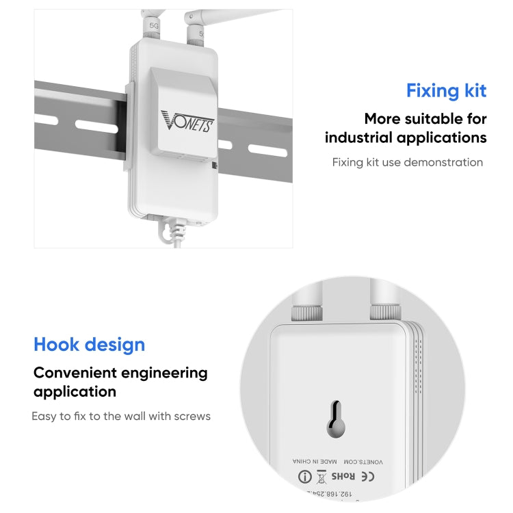 VONETS VAP11S-5G Mini Wireless Bridge 900Mbp WiFi Repeater with 2 Antennas & Fan (White) - Wireless Routers by VONETS | Online Shopping UK | buy2fix