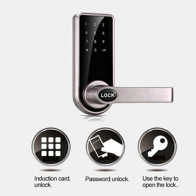 OS8818 Password + Key + Sensor Card Zinc Alloy Electronic Door Lock Touch Screen Electronic Code Lock - Security by buy2fix | Online Shopping UK | buy2fix