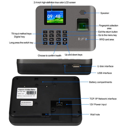 Realand AL325 Fingerprint Time Attendance with 2.4 inch Color Screen & ID Card Function & WiFi - Attendance System by Realand | Online Shopping UK | buy2fix