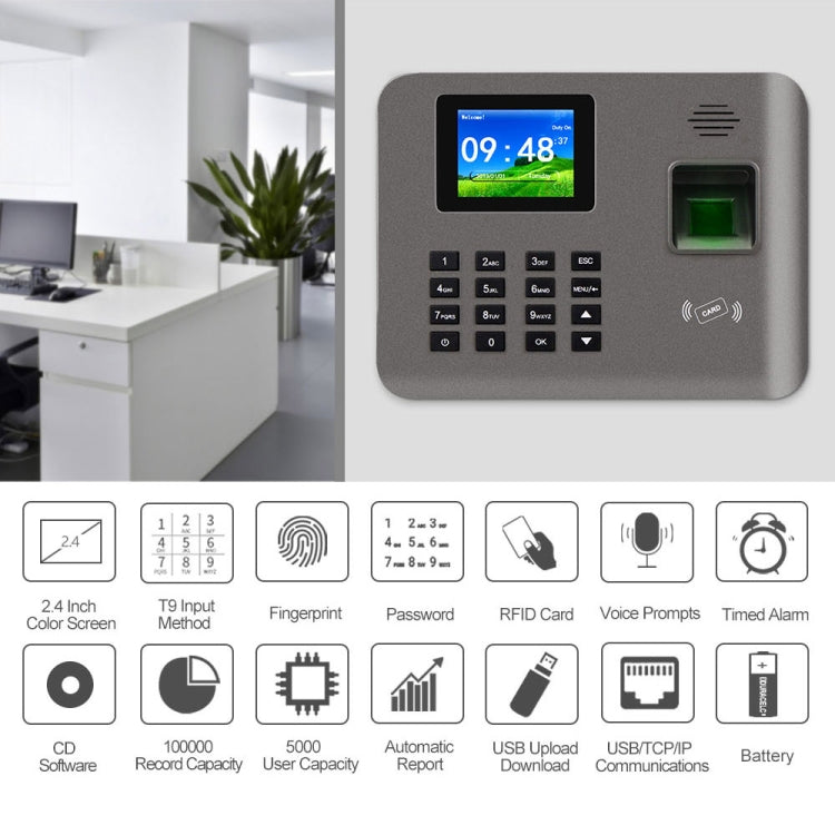 Realand AL325 Fingerprint Time Attendance with 2.4 inch Color Screen & ID Card Function & WiFi - Attendance System by Realand | Online Shopping UK | buy2fix