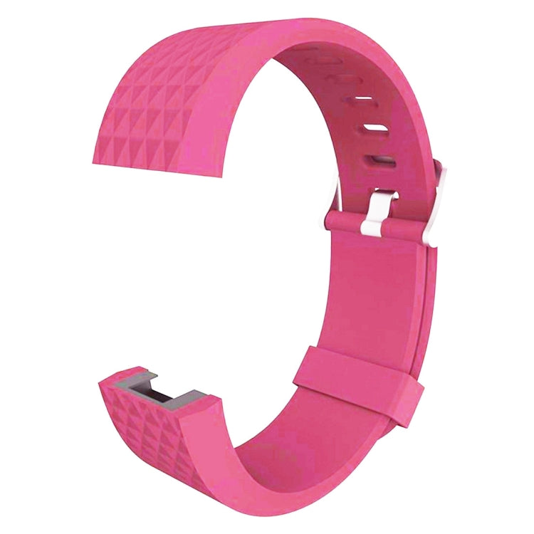 For Fitbit Charger 2 Bracelet Watch Diamond Texture TPU Watch Band, Full Length: 23cm(Magenta) - Watch Bands by buy2fix | Online Shopping UK | buy2fix