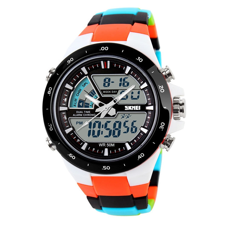 SKMEI 1016 Multifunctional Men Outdoor Sports Camouflage Noctilucent Waterproof Double Digital Watch (Orange) - Sport Watches by SKMEI | Online Shopping UK | buy2fix