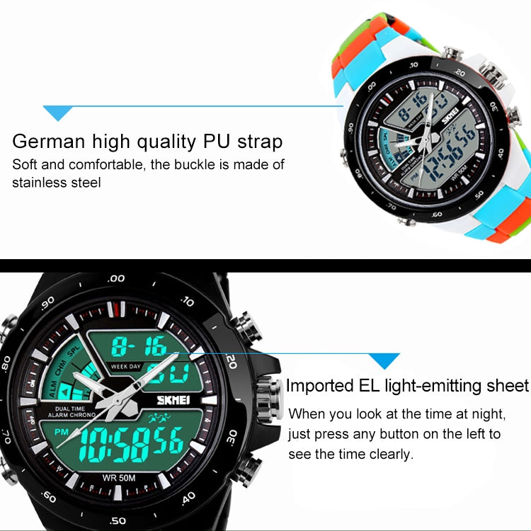 SKMEI 1016 Multifunctional Men Outdoor Sports Camouflage Noctilucent Waterproof Double Digital Watch (Orange) - Sport Watches by SKMEI | Online Shopping UK | buy2fix