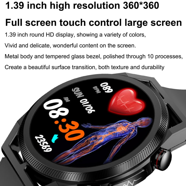 ET310 1.39 inch IPS Screen IP67 Waterproof Silicone Band Smart Watch, Support Body Temperature Monitoring / ECG (Dark Blue) - Smart Watches by buy2fix | Online Shopping UK | buy2fix