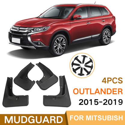 For Mitsubishi Outlander 2015-2019 4pcs/Set Car Auto Soft Plastic Splash Flaps Fender Guard - Mudguards by buy2fix | Online Shopping UK | buy2fix