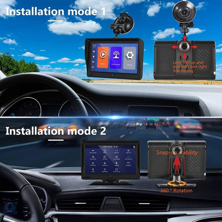 P702D 7 inch Portable Touch Display Wireless Car Navigator Dual-lens Smart Driving Recorder - Car DVRs by buy2fix | Online Shopping UK | buy2fix