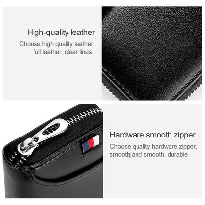 KB155 Antimagnetic RFID Zipper Leather Large-capacity Cards Holder Wallet(Coffee) - Home & Garden by buy2fix | Online Shopping UK | buy2fix