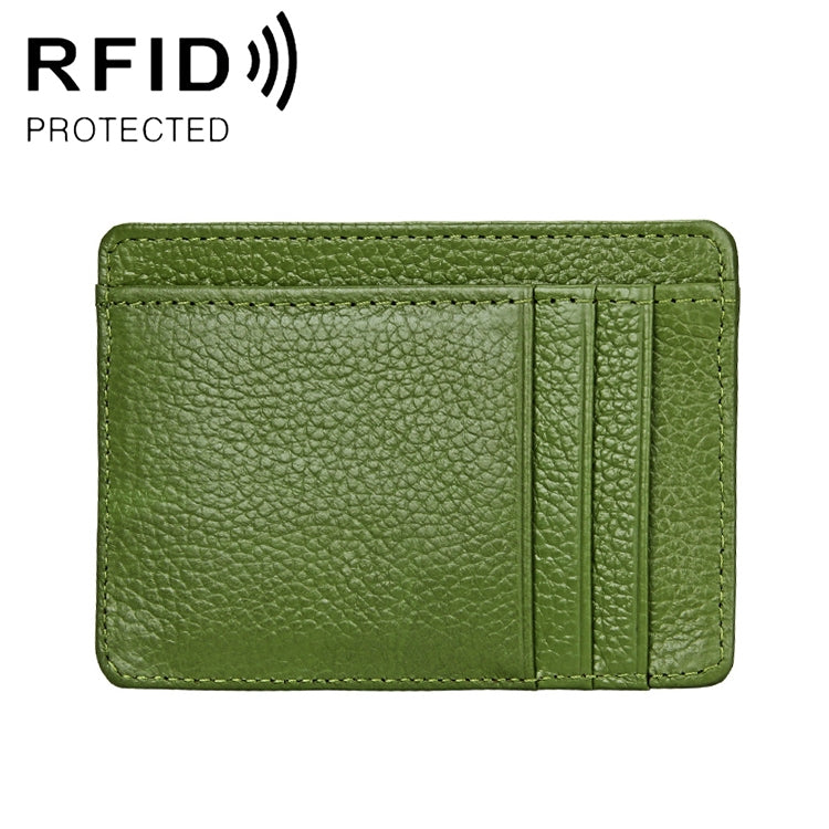 KB37 Antimagnetic RFID Litchi Texture Leather Card Holder Wallet Billfold for Men and Women (Green) - Antimagnetic RFID Package by buy2fix | Online Shopping UK | buy2fix