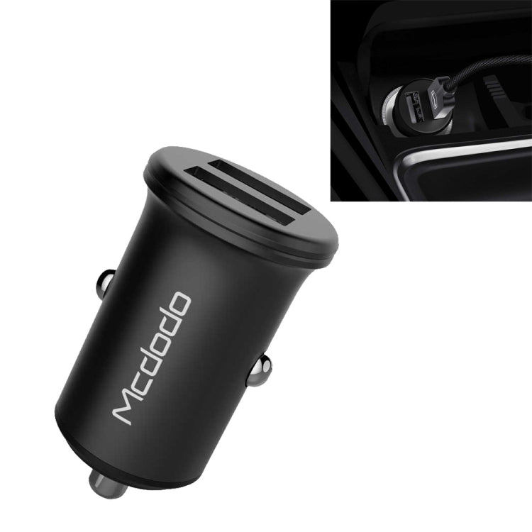 Mcdodo CC-3851 Dual USB Ports Smart Car Charger, For iPhone, iPad, Samsung, HTC, Sony, LG, Huawei, Lenovo, and other Smartphones or Tablet(Black) - In Car by Mcdodo | Online Shopping UK | buy2fix