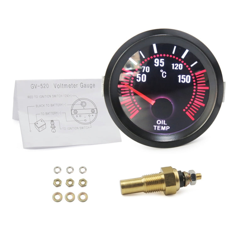 52mm 12V Universal Car Modified Oil Temperature Gauge - In Car by buy2fix | Online Shopping UK | buy2fix