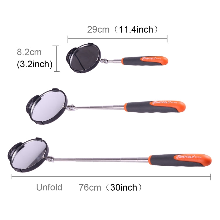 Retractable Vehicle Car Chassis Inspection Mirror with 3 PCS 5mm LED Lights, Mirror Diameter: 82mm, Max Expanding Length: 760mm - In Car by buy2fix | Online Shopping UK | buy2fix