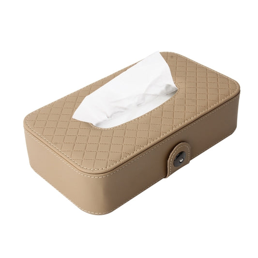 Universal Car Facial Tissue Box Case Holder Tissue Box Fashion and Simple Paper Napkin Bag with Napkin(Khaki) - Tissue Boxes by buy2fix | Online Shopping UK | buy2fix