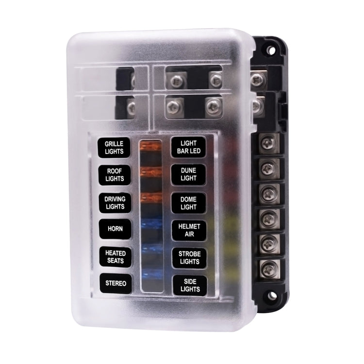 Independent Positive and Negative 1 in 12 Out 12 Way Circuit Blade Fuse Box Fuse Holder Kits with LED Warning Indicator for Auto Car Truck Boat - In Car by buy2fix | Online Shopping UK | buy2fix