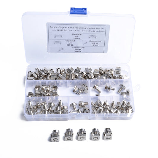 50 Sets M5 Square Hole Hardware Cage Nuts & Mounting Screws Washers for Server Rack and Cabinet (M5 x 16mm) - In Car by buy2fix | Online Shopping UK | buy2fix