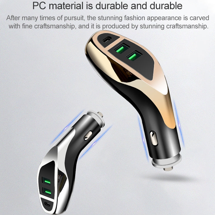 WLX-K1 QC3.0 Dual USB + Type-C Triple Car Charger (Gold) - In Car by buy2fix | Online Shopping UK | buy2fix